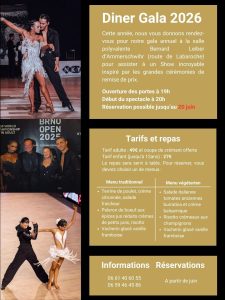 Tarif et menu du gala 2026