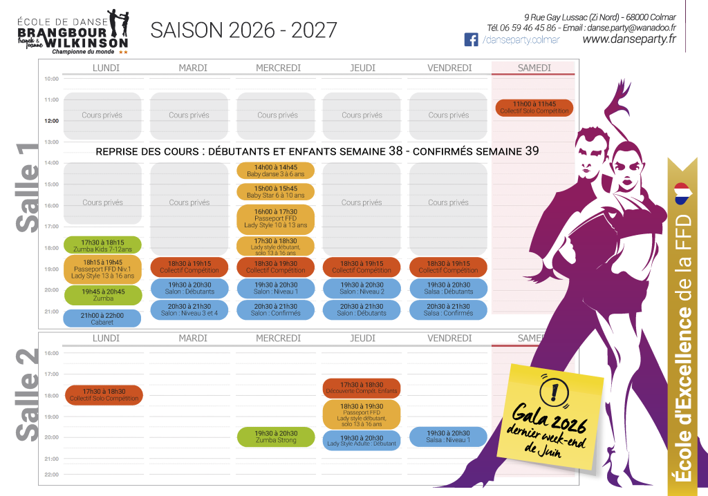 Planning des cours